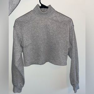 Cropped, turtleneck sweatshirt